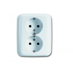 Busch-Jaeger Reflex Wandcontactdoos 2V + Randaarde Wit