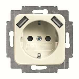 Busch-Jaeger Reflex Wandcontactdoos USB 1V + Randaarde Crème