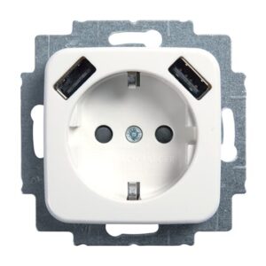 Busch-Jaeger Reflex Wandcontactdoos USB 1V + Randaarde Wit