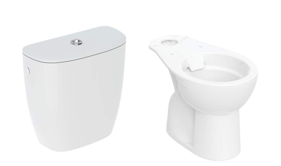 Geberit Bastia Staand Duobloktoilet Achter Onder - Wit Rimfree