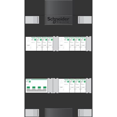 Schneider Groepenkast 9-Groepen B16 Ampere - 4P Hoofdschakelaar - 3 Aardlekschakelaars