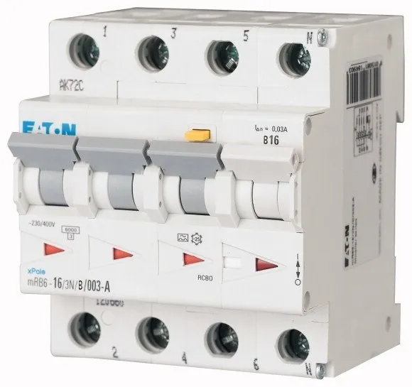 Eaton Aardlekautomaat 16A/30mA - B Karakter 3P+N