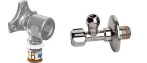 Muurplaat 16x3/8 + Hoekstopkraan 3/8 x 3/8 (10mm)