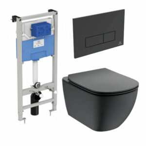 Ideal Standaard ProSys Toiletset met Tesi Aquablade Silk Black Wandcloset &amp; Bedieningspaneel