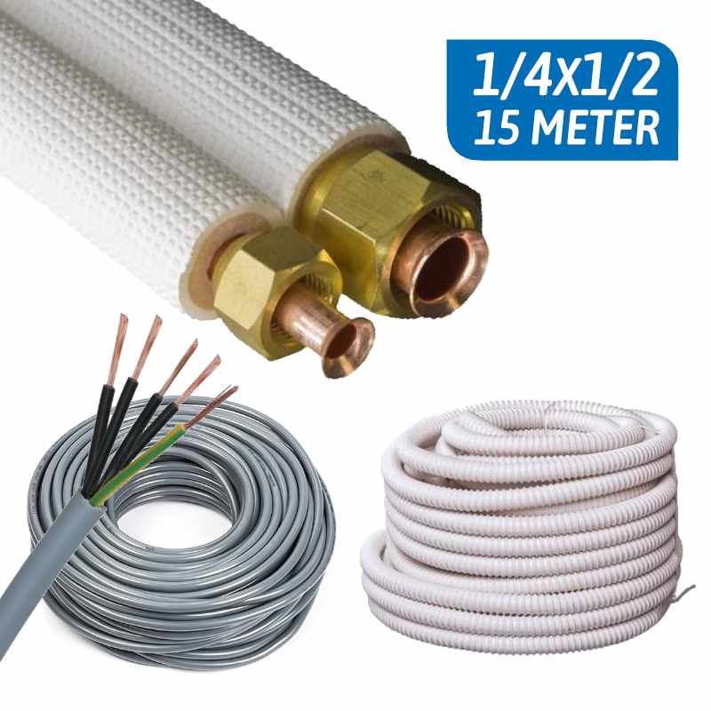 Airco Aansluitset 1/4x1/2 5×1.5MM2 - 15 Meter