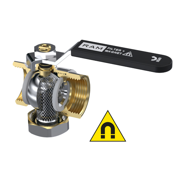Raminex Kogelkraan Vuilafscheider met Filter en Magneet 1'' - Afbeelding 2