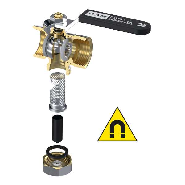 Raminex Kogelkraan Vuilafscheider met Filter en Magneet 1'' - Afbeelding 3