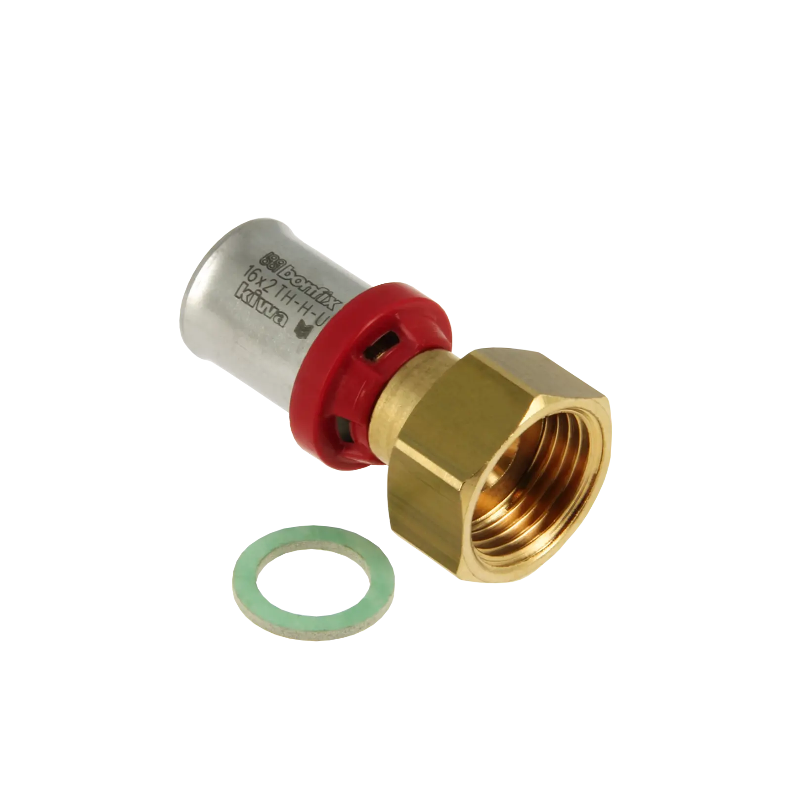 Bonfix Alu-pers 2-del. kopp. met losse moer 1/2" bi. x 16 mm
