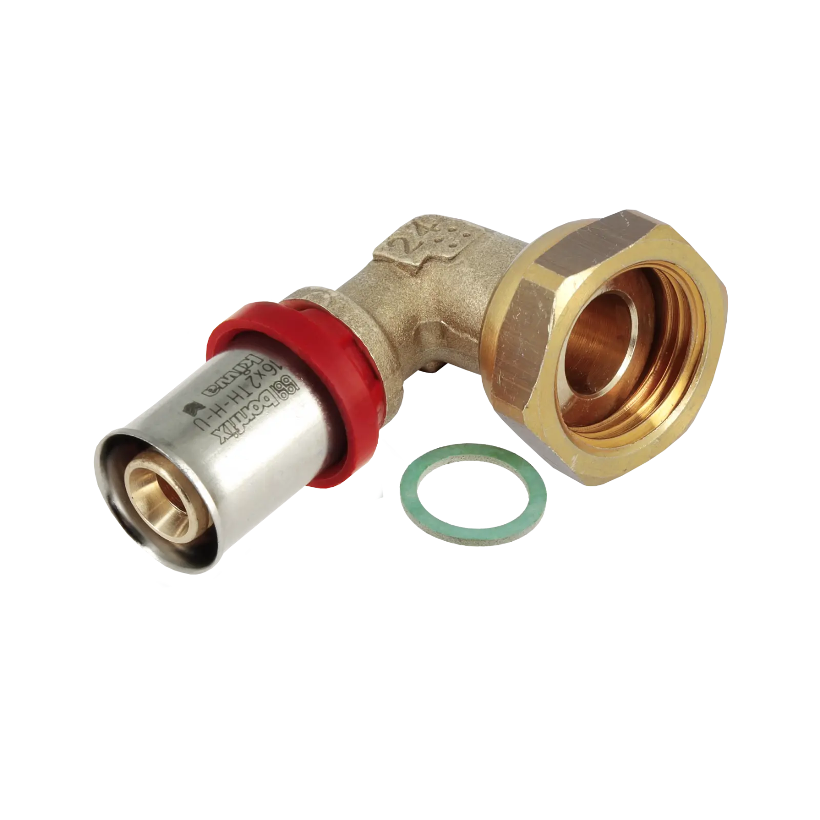 Bonfix Alu-pers 2-delige Knie m. vlakke dichting 1/2"x16 mm
