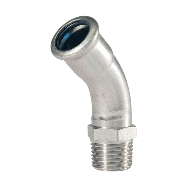 Bonfix M-press RVS-water bocht 45° 1/2" bu.dr. x 18 mm