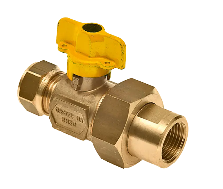 Bonfix Knel messing gaskogelkraan 22 mm x kopp. 1/2" bi.dr.
