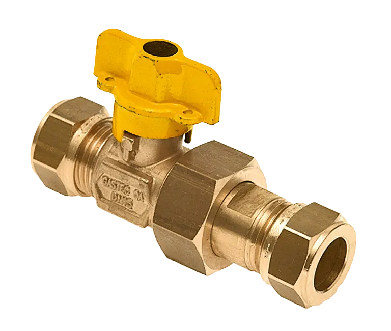Bonfix Knel messing gaskogelkraan 22 mm x koppeling 15 mm