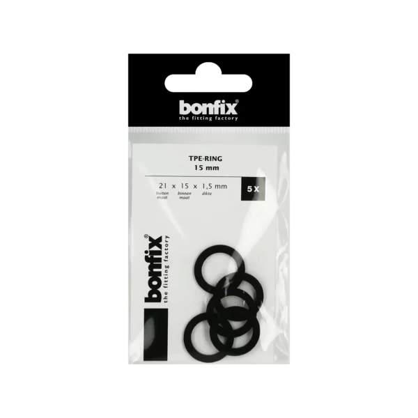 Bonfix TPE-ring 15 mm (21 x 15 x 1,5 mm) 5 stuks