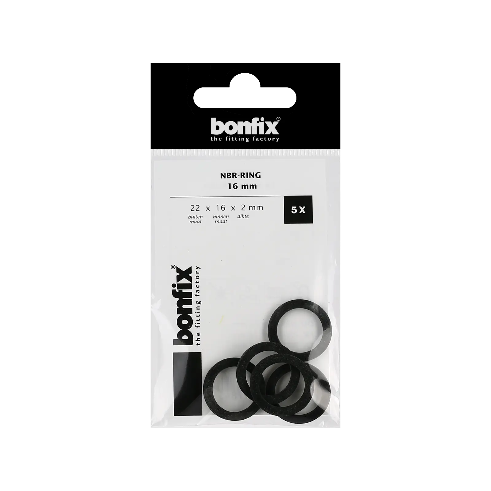 Bonfix NBR-ring 16 mm (22 x 16 x 2 mm) 5 stuks