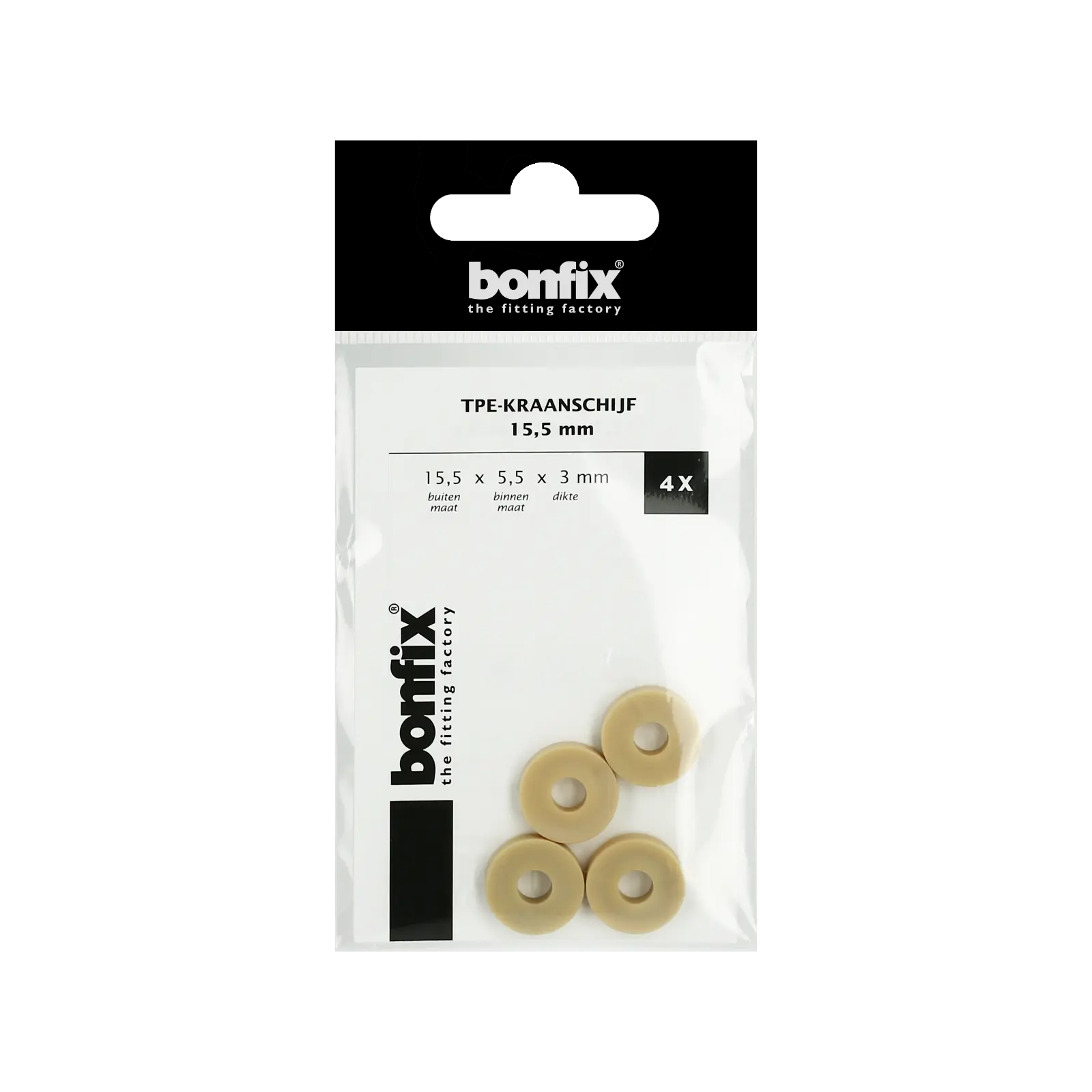 Bonfix TPE-kraanschijf 15,5 mm (15,5 x 5,5 x 3 mm) 4st