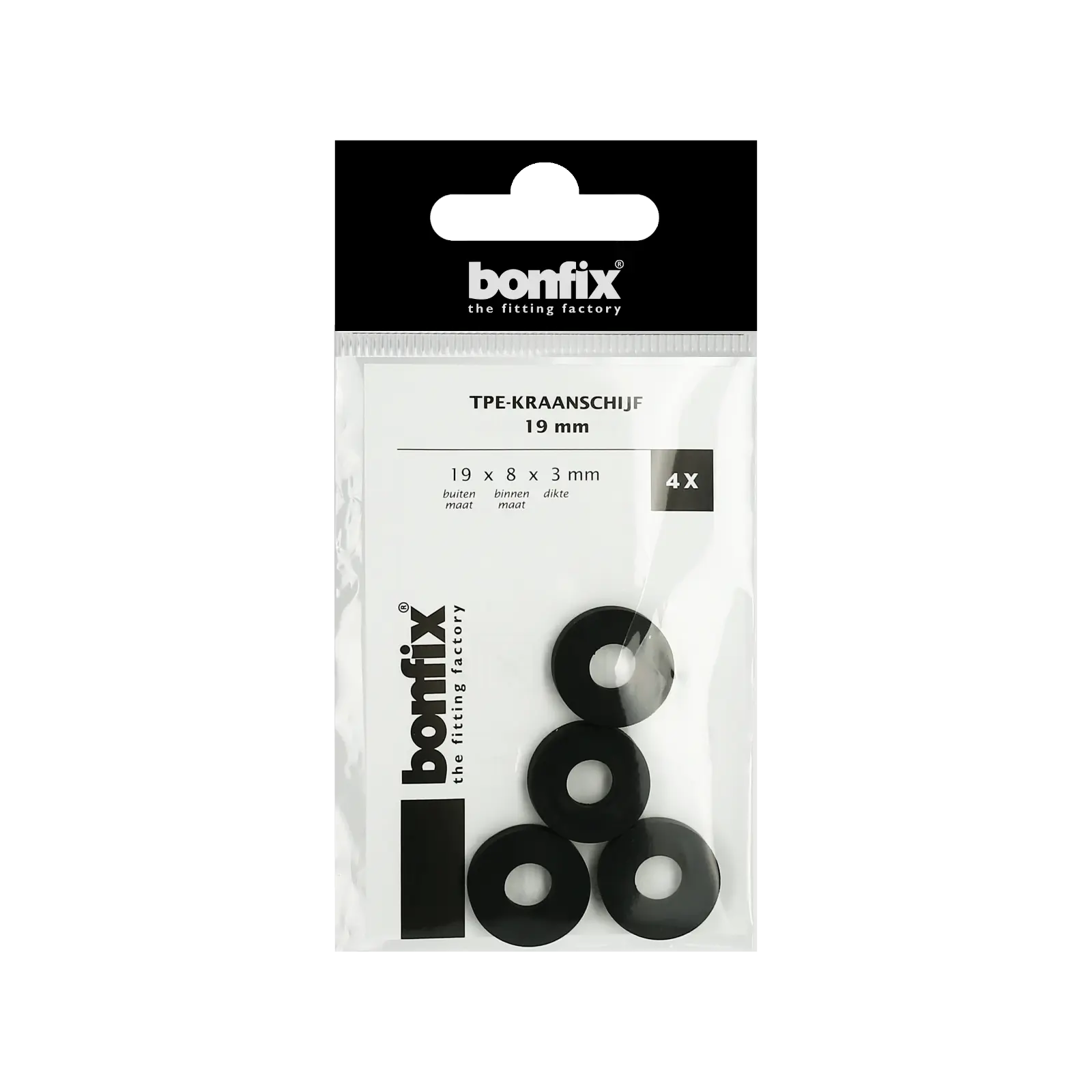 Bonfix TPE-kraanschijf 19 mm (19 x 8 x 3 mm) 4 stuks
