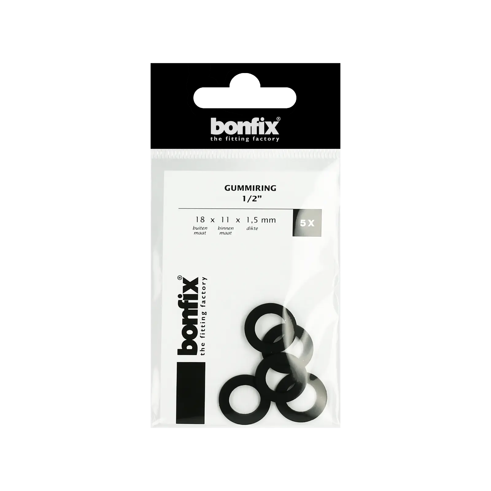 Bonfix Gummiring 1/2" (18 x 11 x 1,5 mm) 5 stuks