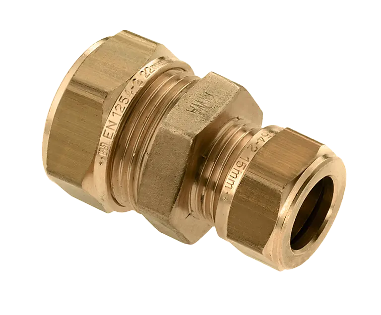 Bonfix Knel messing rechte verloopkoppeling 22 x 15 mm