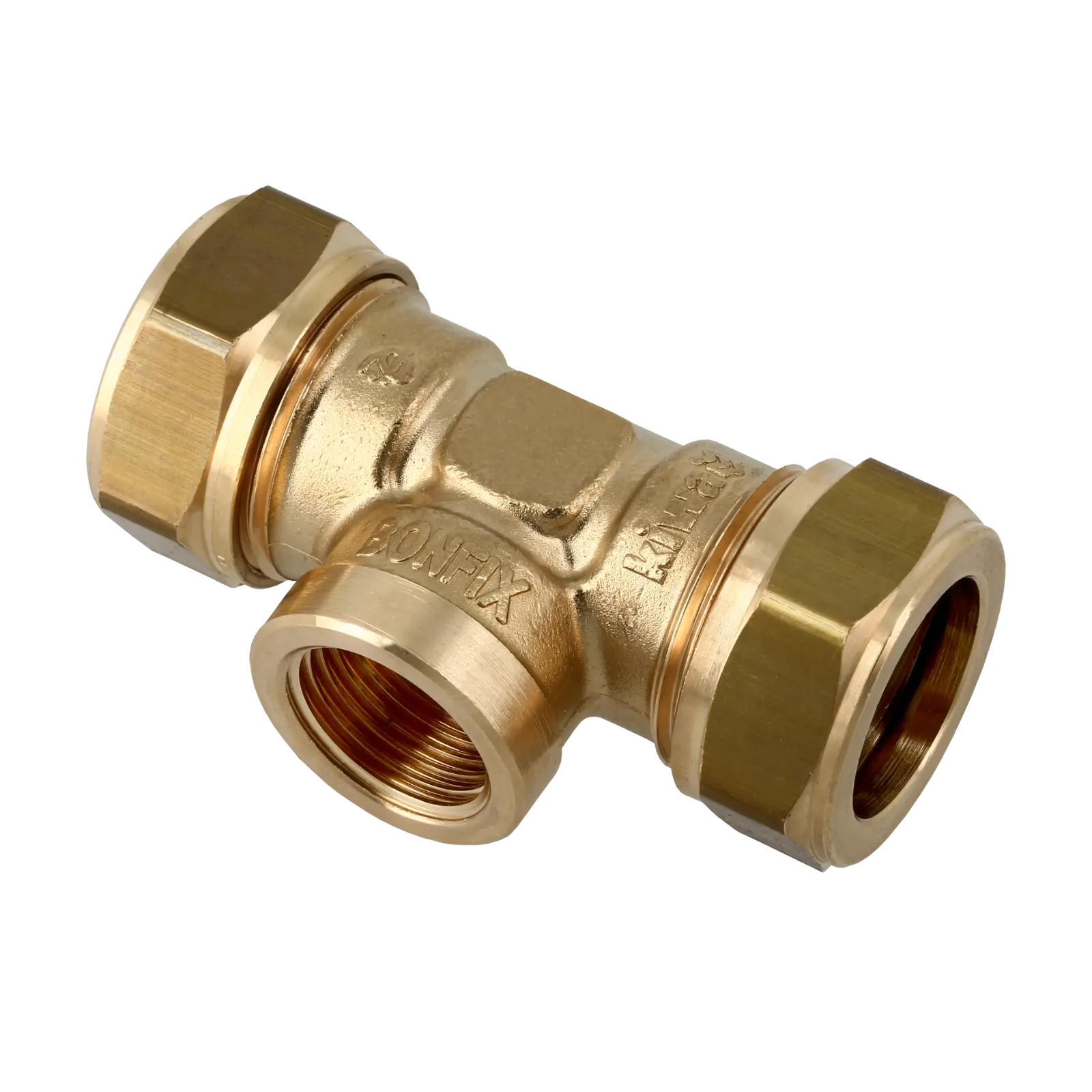 Bonfix Knel messing T-stuk 22 x 1/2" bi.dr. x 22 mm