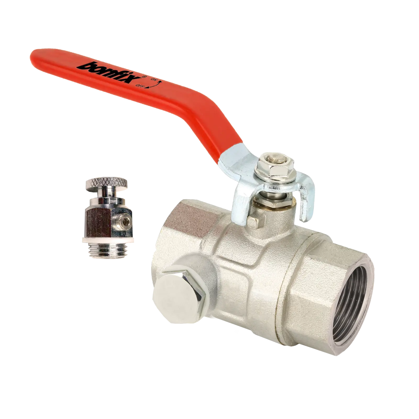 Bonfix Kogelkraan 3/4" bi.dr. x 3/4" bi.dr. maf + rode hend.