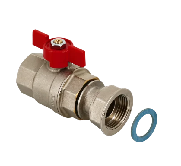 Bonfix Kogelkraan 1" wartel x 1" bi.dr. + rode vlindergreep