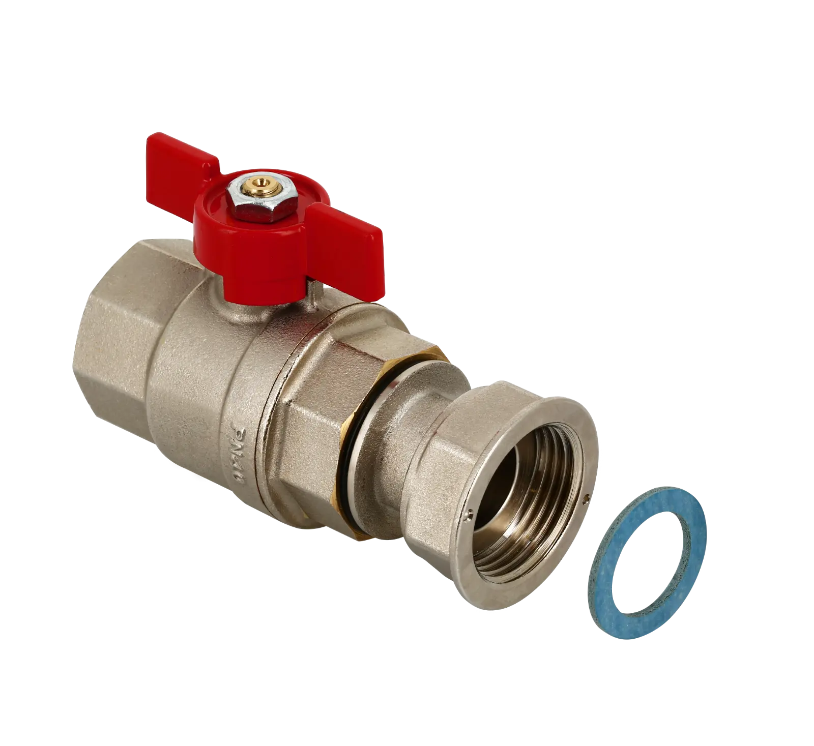 Bonfix Kogelkraan 1" wartel x 1" bi.dr. + rode vlindergreep