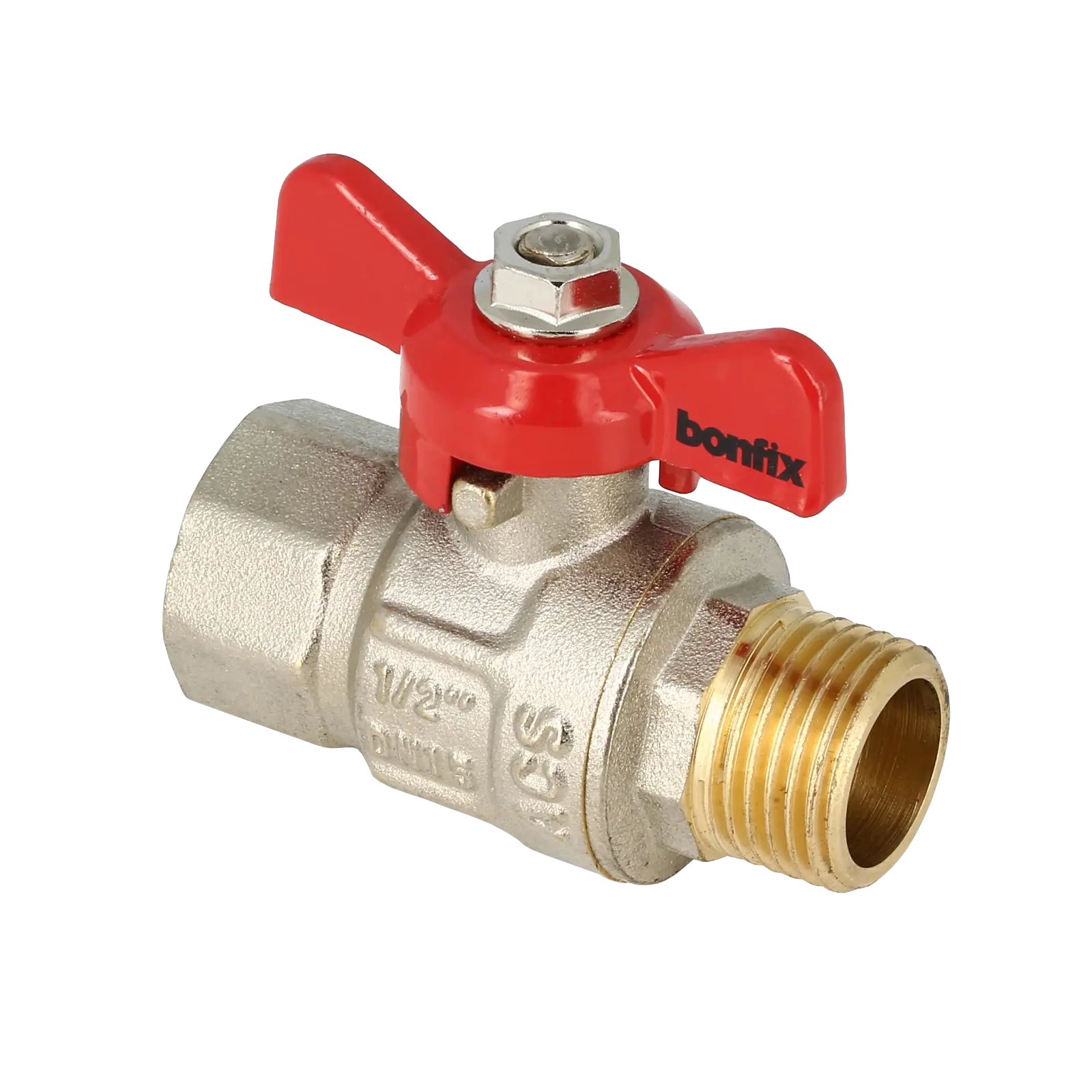 Bonfix Kogelkraan 1/2" bi.dr. x 1/2" bu.dr. +vlindergreep