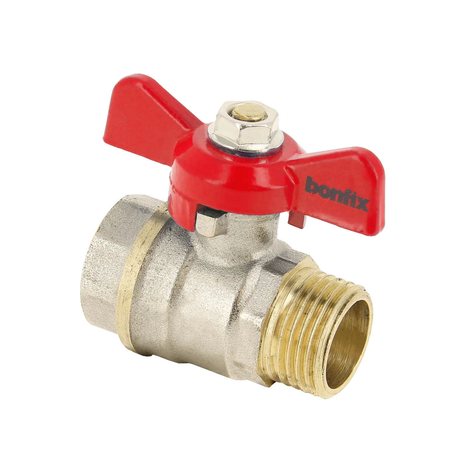 Bonfix Kogelkraan 1/2" bi.dr. x 1/2" bu.dr.+vlindergr. PN25