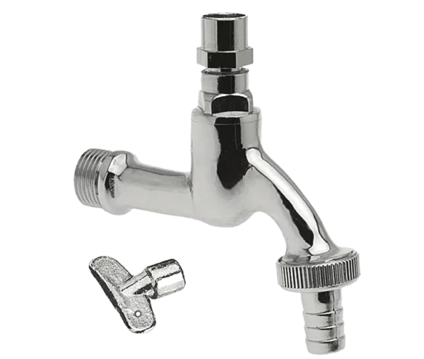 Bonfix Tapkraan 1/2" verchroomd + sleutel + slangwartel