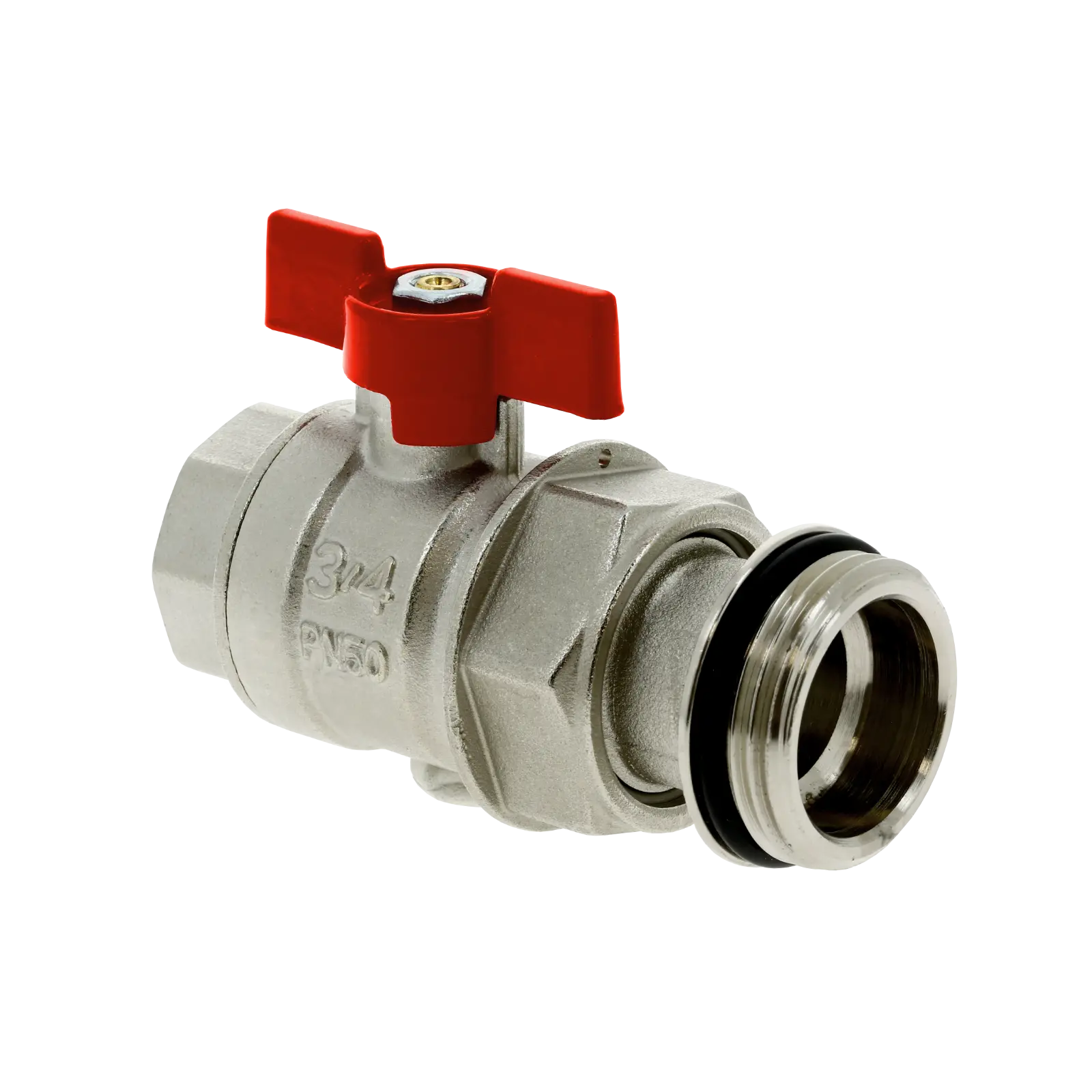Bonfix Kogelkraan 3/4 x 1" met staartstuk rode vlindergreep