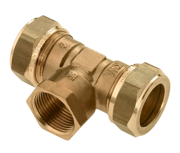Bonfix Knel messing T-stuk 12 x 1/2" bi.dr. x 12 mm