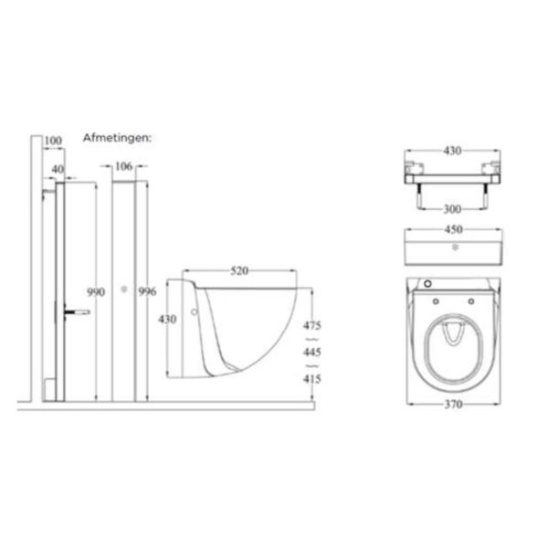 Sanibroyeur Sanicompact Comfort Box Wandcloset met Fecalienvermaler en Softclose Zitting Wit - Afbeelding 3