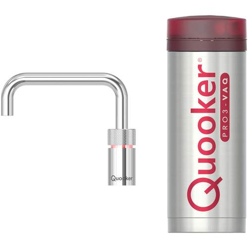 Quooker PRO 3 Chroom, Inclusief Nordic Square, Single Tap Kokend Water met Kindveilige Bedieningsknop
