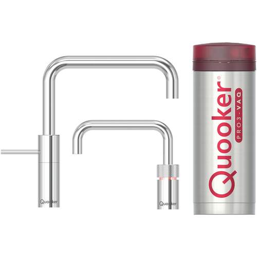 Quooker PRO 3 Chroom, Inclusief Nordic Square, Kokend Water met Kindveilige Bedieningsknop en Mengkraan