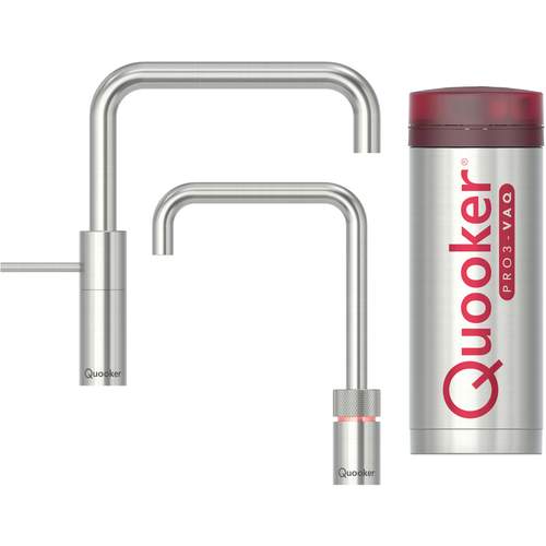 Quooker PRO 3 RVS, Inclusief Nordic Square, Kokend Water met Kindveilige Bedieningsknop en Mengkraan
