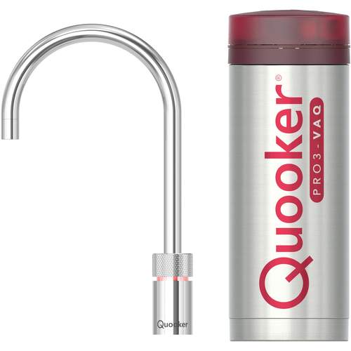 Quooker PRO 3 RVS, Inclusief Nordic Round, Single Tap Kokend Water met Kindveilige Bedieningsknop