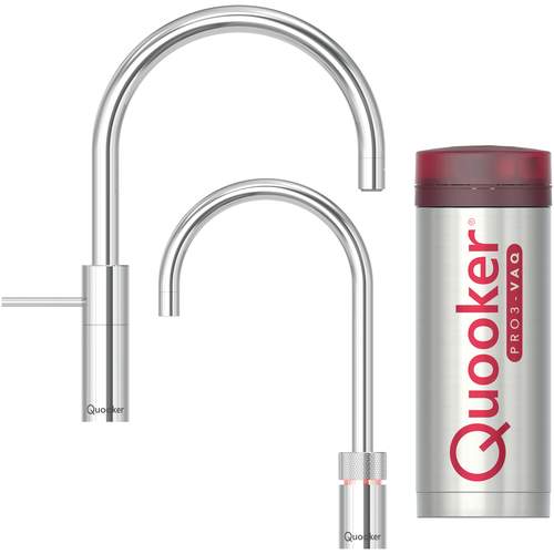 Quooker PRO 3 Chroom, Inclusief Nordic Round, Kokend Water met Kindveilige Bedieningsknop en Mengkraan