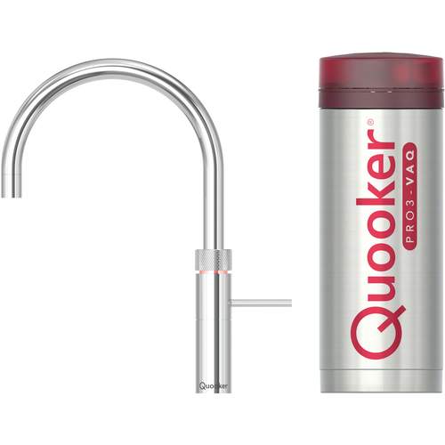 Quooker PRO 3 Chroom, Inclusief Fusion Round, Koud, Warm en Kokend Water met Kindveilige Bedieningsknop