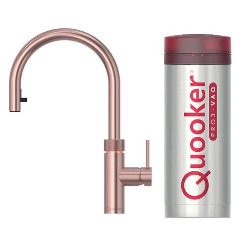 Quooker PRO 3 Rosé Koper, Inclusief Flex, Koud, Warm en Kokend Water met Kindveilige Bedieningsknop en Uittrekbare Perlator