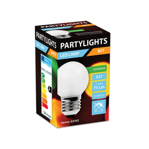 LED Partylights Kogel 1W E27 Wit In- en Outdoor 10 Stuks - Afbeelding 2