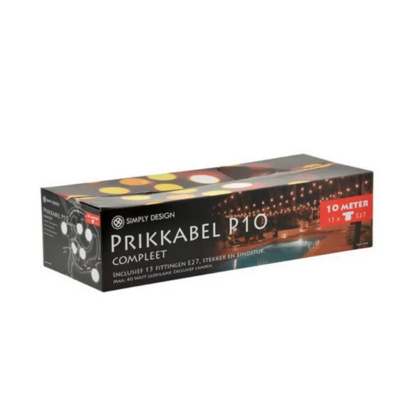 Prikkabel 15 Fittingen 10 Meter Zwart - Afbeelding 2