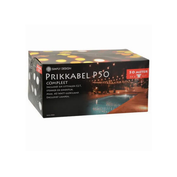 Prikkabel 64 Fittingen 50 Meter Zwart - Afbeelding 2