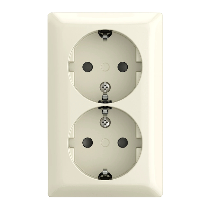 Busch Jaeger Opbouw Wandcontactdoos 2V met Randaarde KV Crème