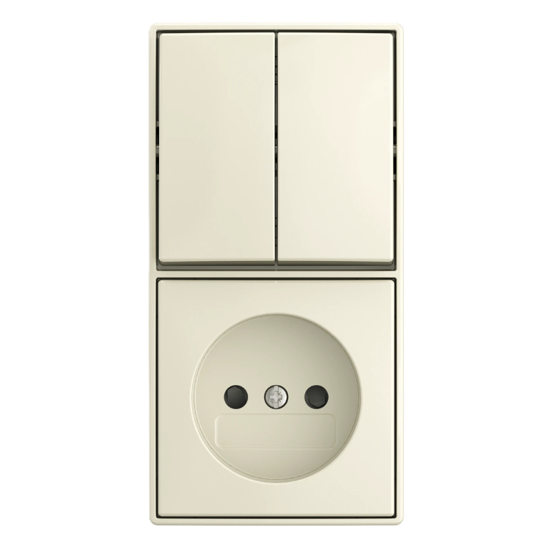 Busch Jaeger Opbouw Wandcontactdoos Ongeaard + Serieschakelaar Crème