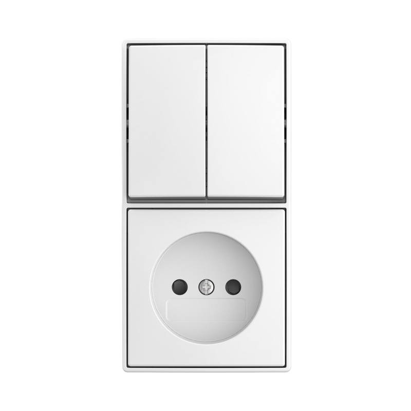 Busch Jaeger Opbouw Wandcontactdoos Ongeaard + Serieschakelaar Alpine Wit