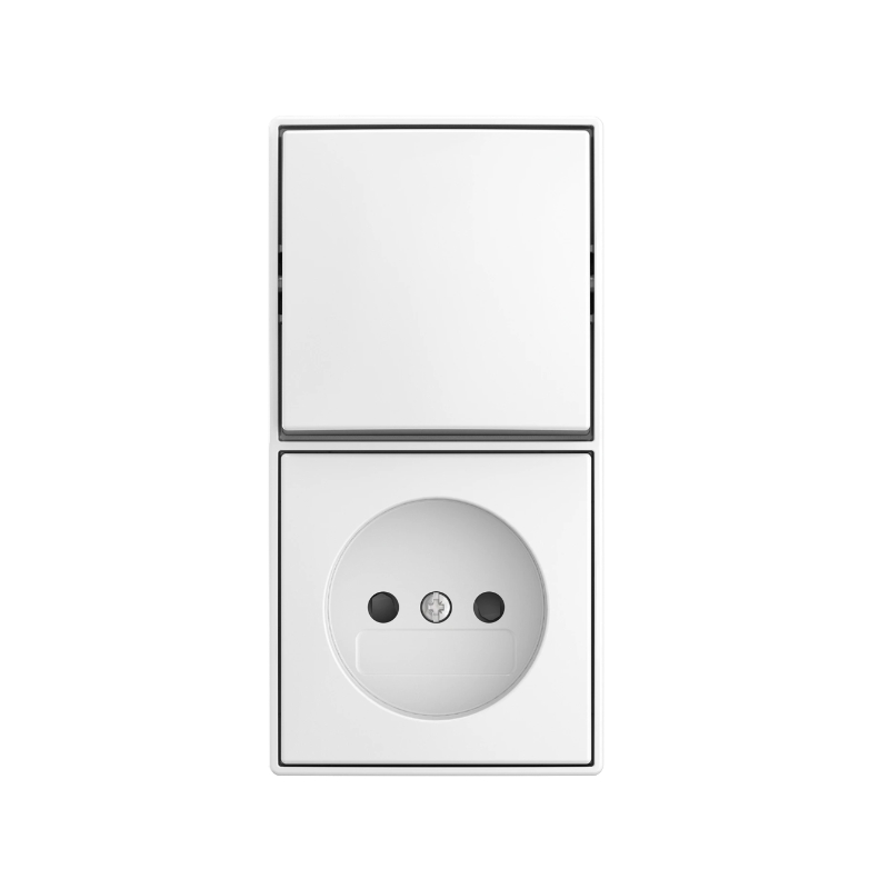 Busch Jaeger Opbouw Wandcontactdoos Ongeaard + Wisselschakelaar Alpine Wit