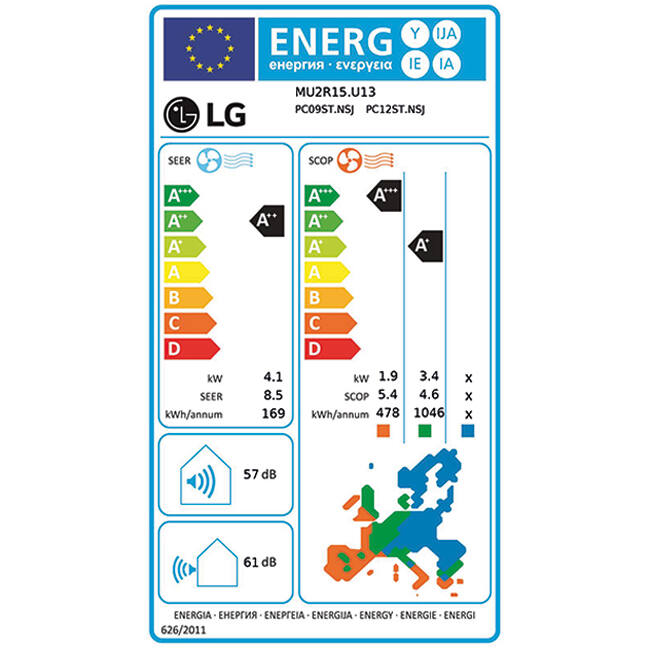 LG Duo Multisplit MU2R15-0909 2x 2,5kW Binnenunit + 1x 4,1kW Buitenunit - WiFi - Afbeelding 2