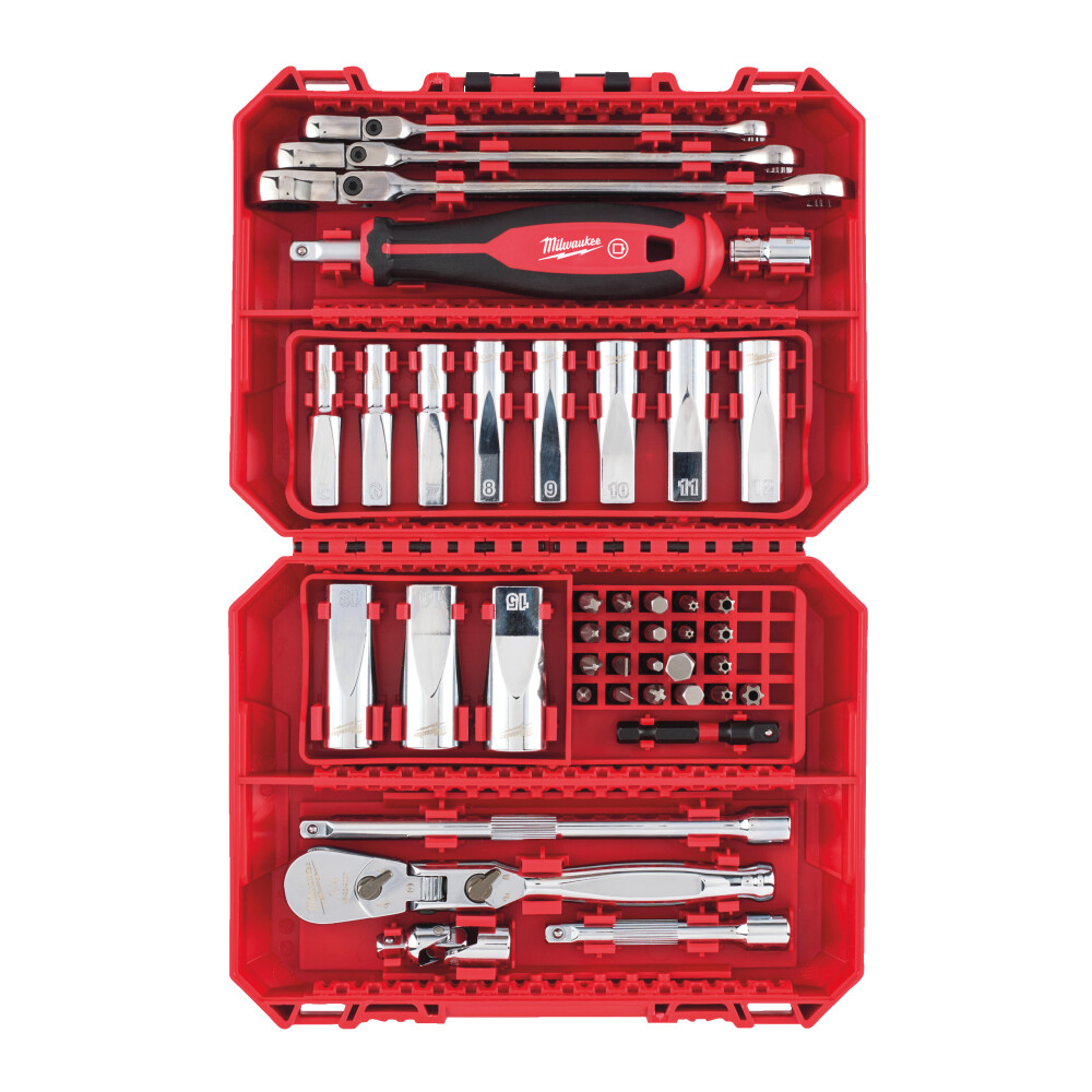 Milwaukee® Doppenset, Ratel En Ringratel - Steeksleutel Flex Set 1/4" Four Flat