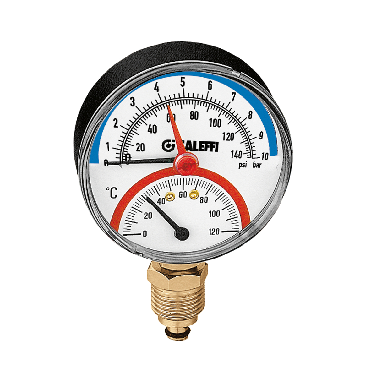 Caleffi Thermo-Manometer Onderaansluiting 0-6 Bar