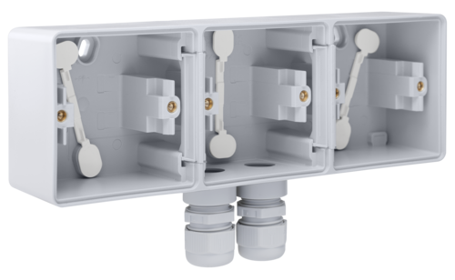 Niko Hydro Opbouwdoos 3V Hori. + 2 M20 Ingangen + Wartel